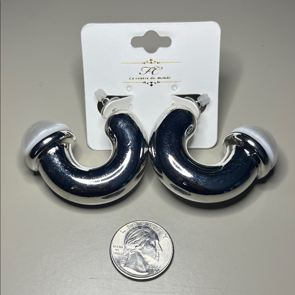 Silver Bubble Hoop Statement Earrings